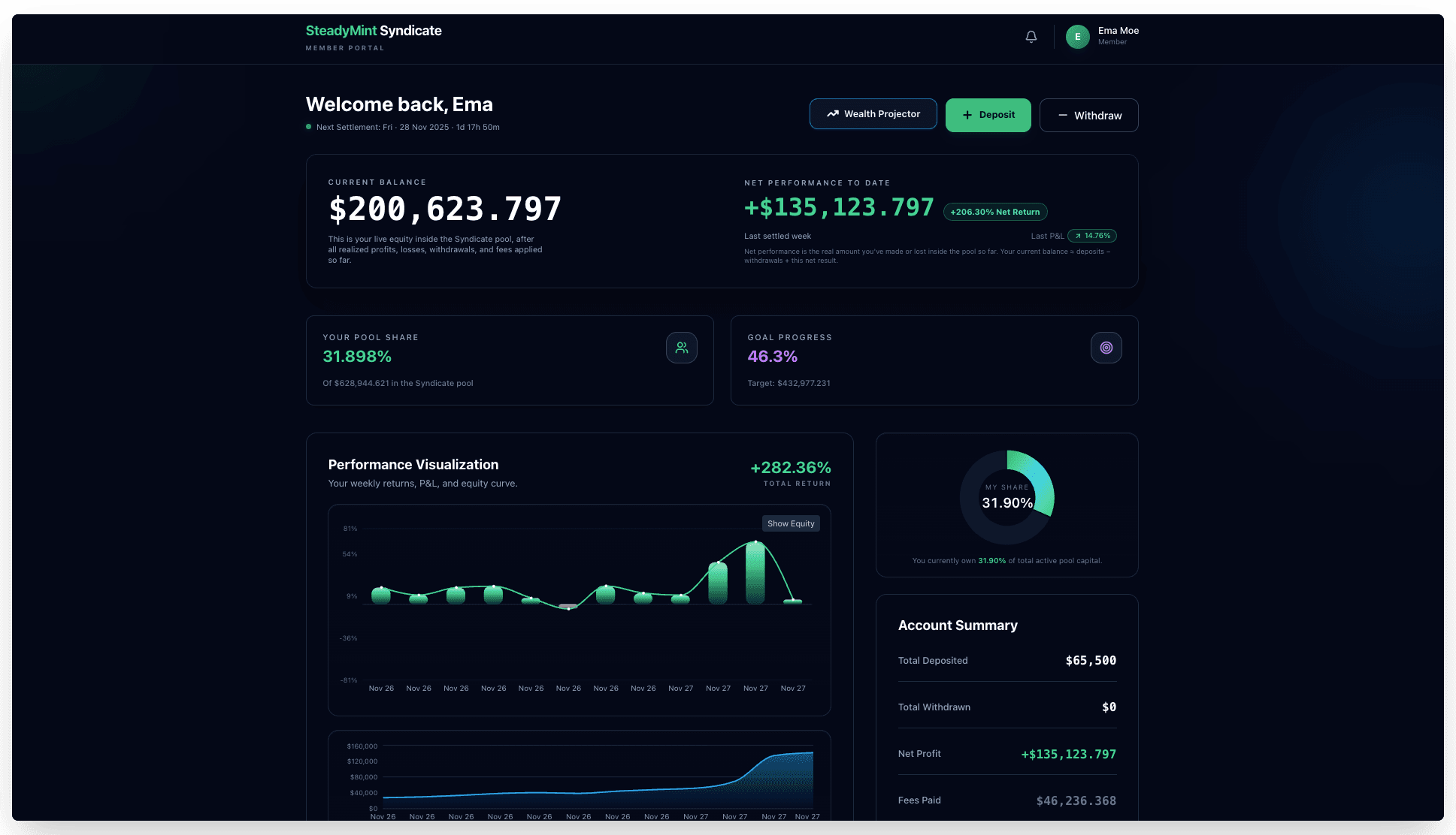 SteadyMint Member Portal dashboard preview